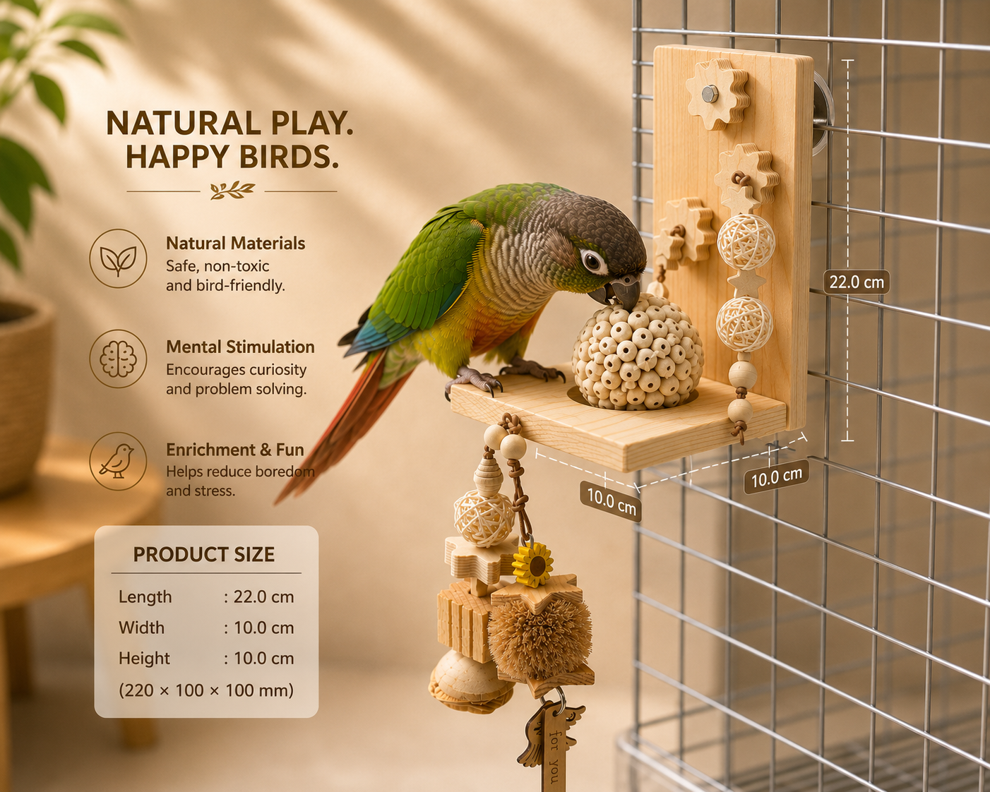 Natural Bird Chew Toy for Healthy Beaks and Daily Enrichment