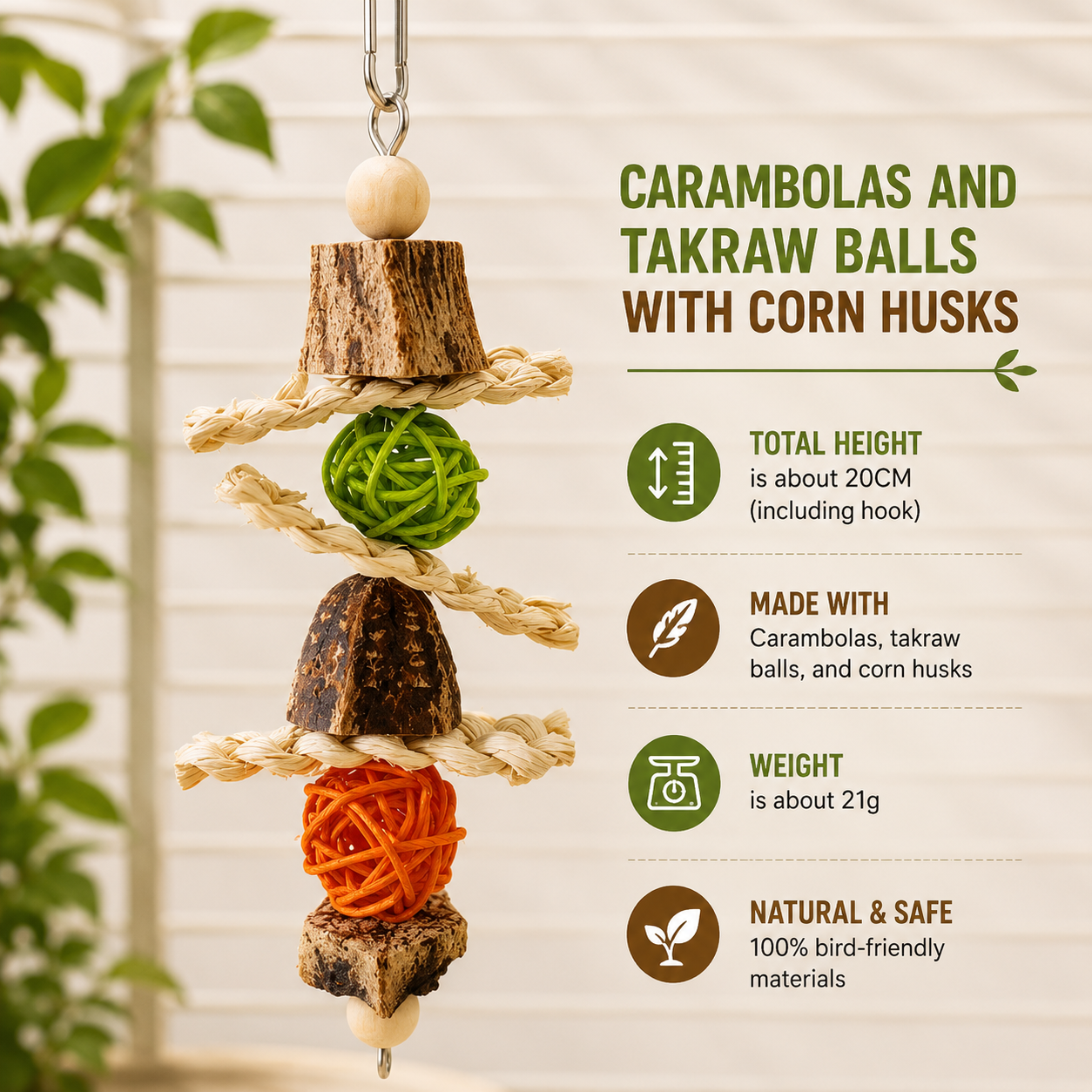 Bird Activity Perch for Daily Play, Chewing and Exploration
