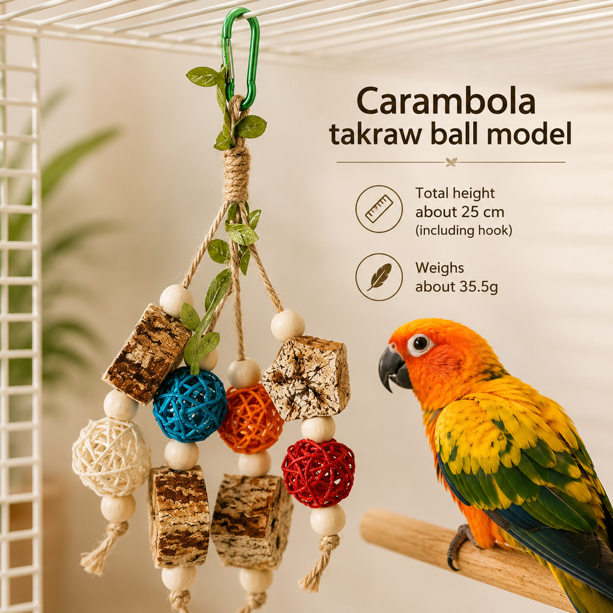 Bird Activity Perch for Daily Play, Chewing and Exploration