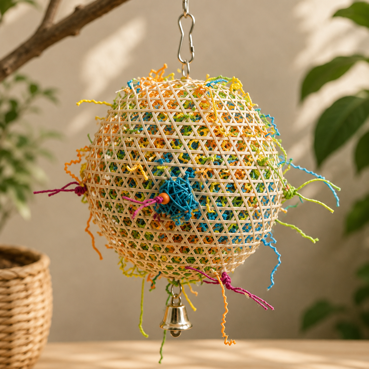Natural Straw Bird Toy for Shredding, Play and Enrichment