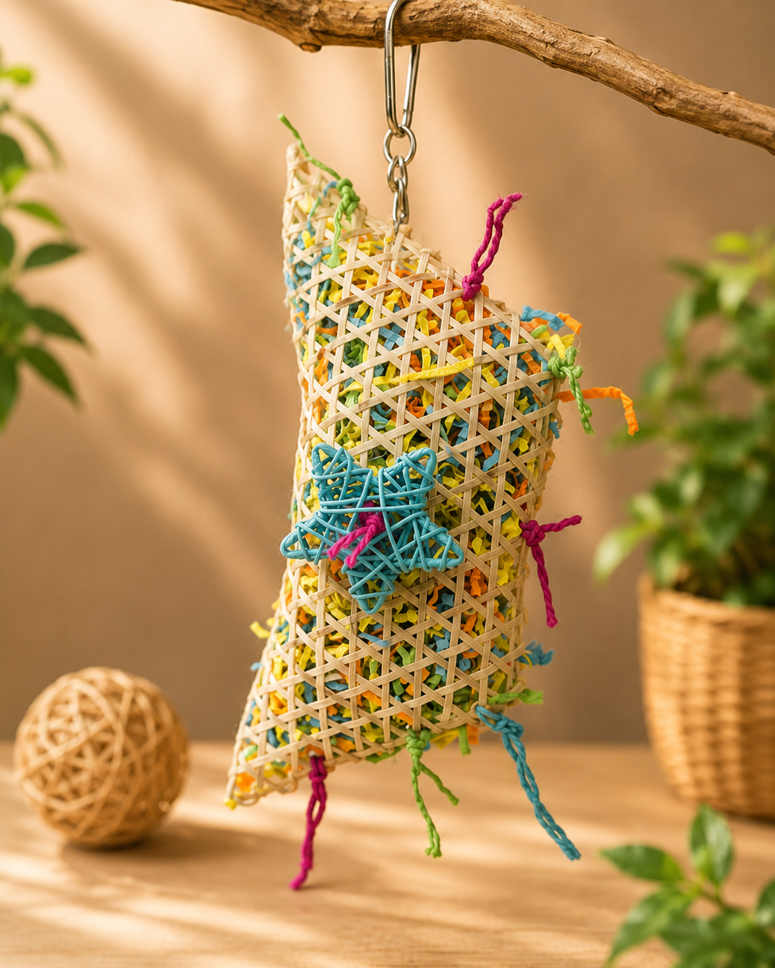 Natural Straw Bird Toy for Shredding, Play and Enrichment