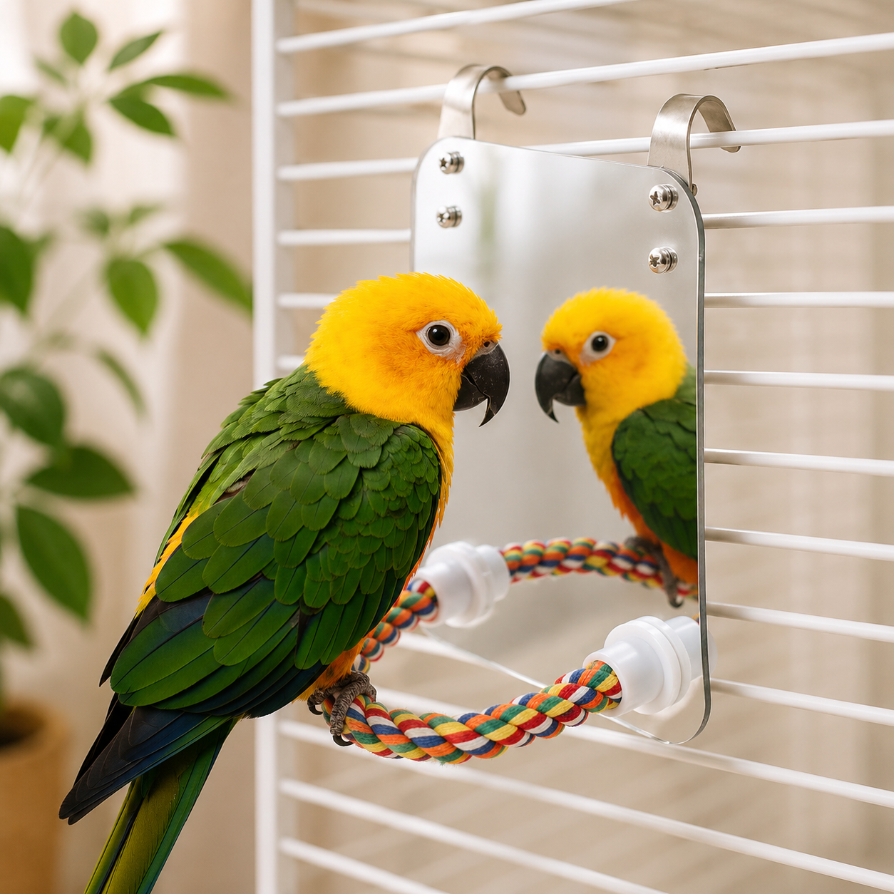 Interactive Bird Mirror Toy for Play, Curiosity and Enrichment