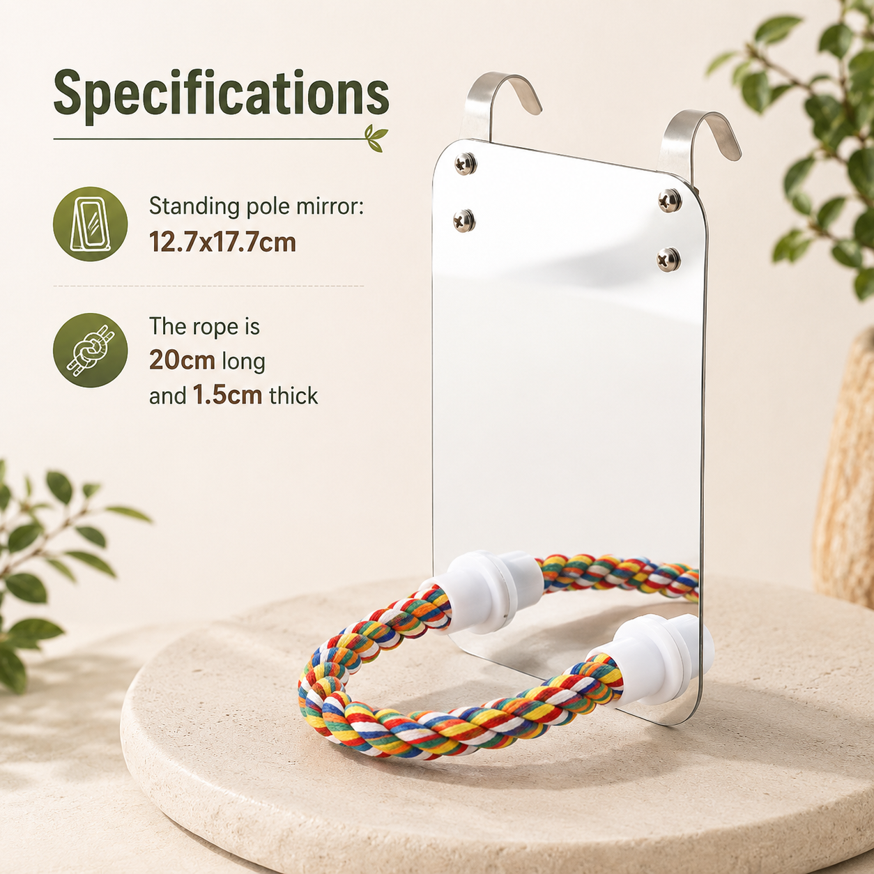 Interactive Bird Mirror Toy for Play, Curiosity and Enrichment