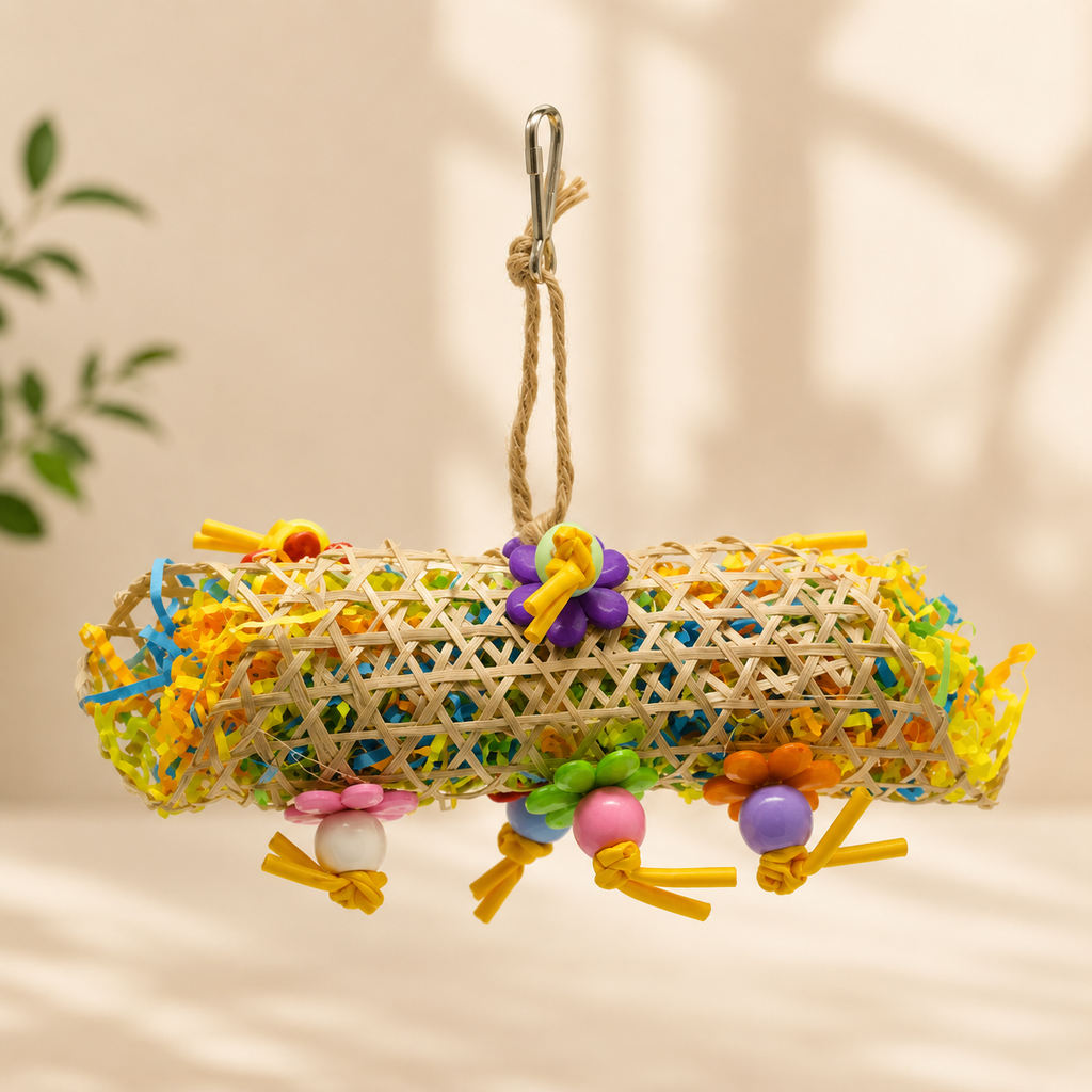 Natural Rattan Bird Toys – Enrichment & Chewing Toy Set
