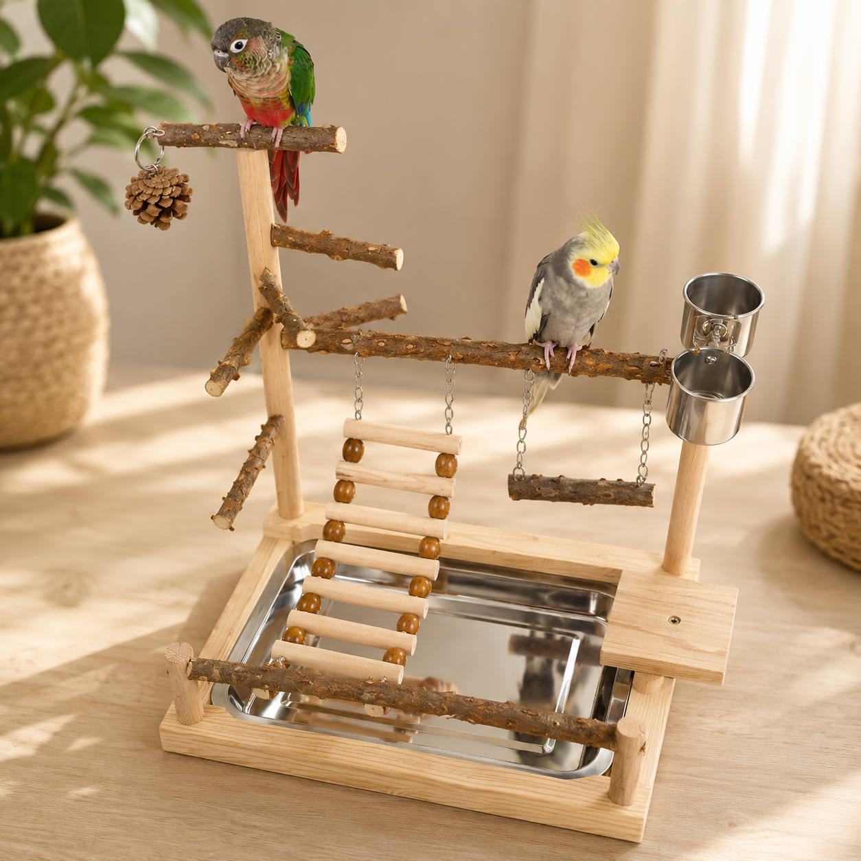 Natural Bird Training Perch for Climbing, Play and Exercise
