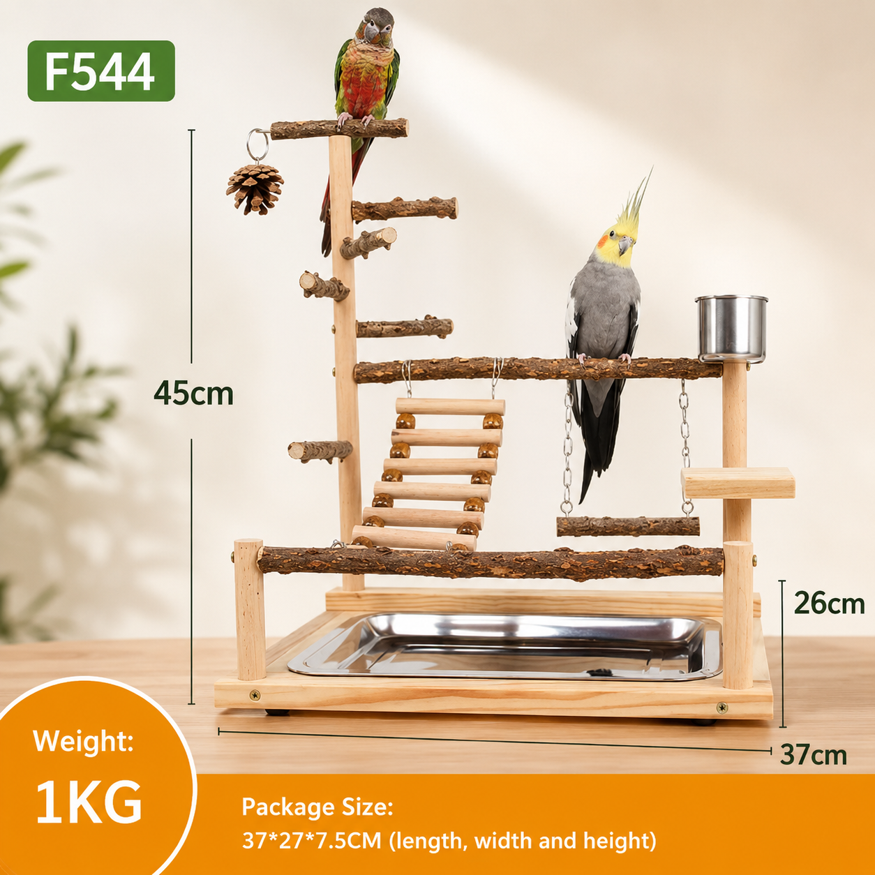 Natural Bird Training Perch for Climbing, Play and Exercise