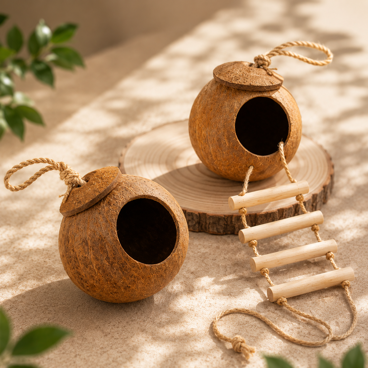 Natural Coconut Bird Hideaway for Play, Comfort and Enrichment