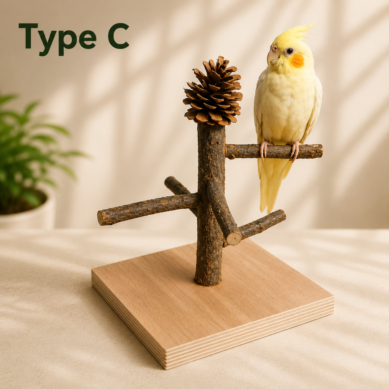 Natural Wood Bird Training Perch Stand for Play & Exercise