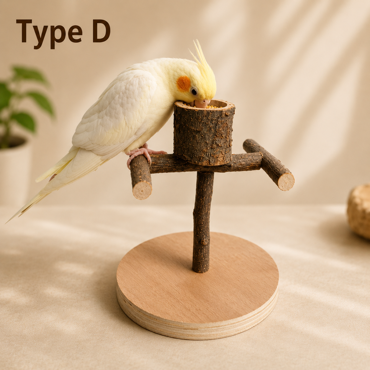 Natural Wood Bird Training Perch Stand for Play & Exercise